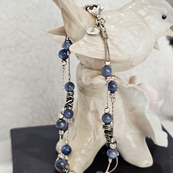 Silpada 925 Silver Sodalite Bead Station Bracelet 7” Wrist Fit - Picture 5 of 9